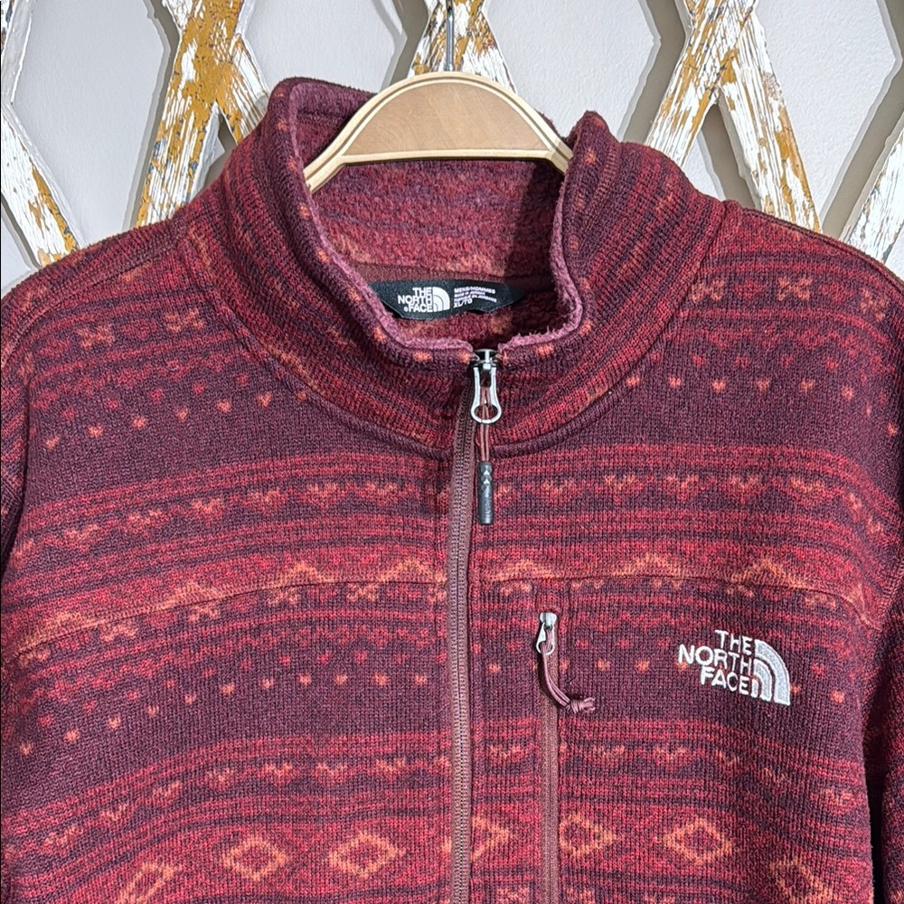 The North Face Red Zip Up Sweater Plush Fleece
